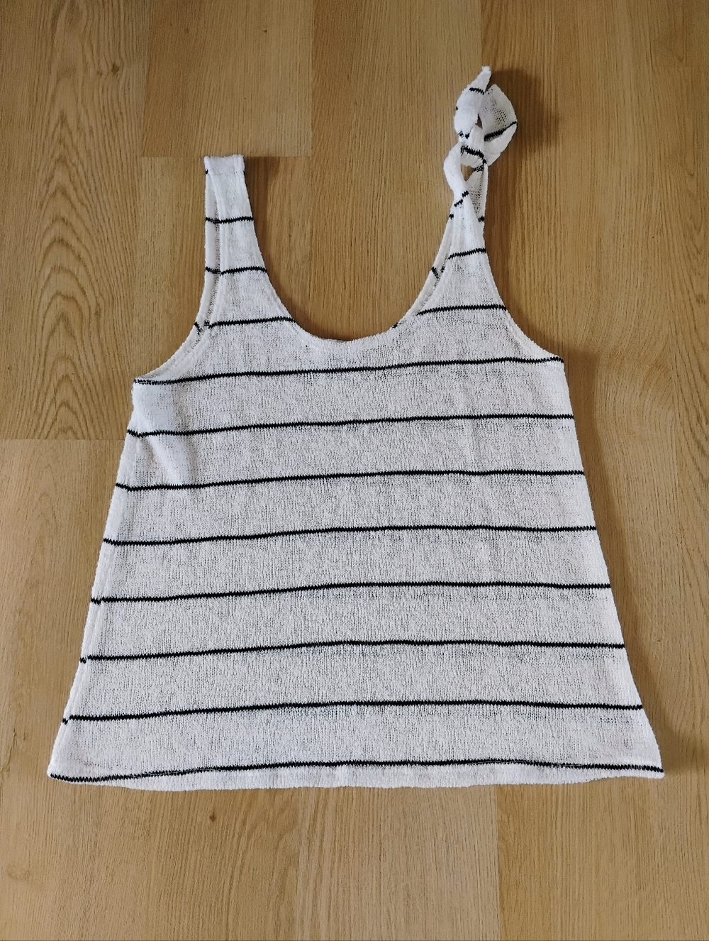 Gilli White Tank Top with Black Stripes and Knotted Strap